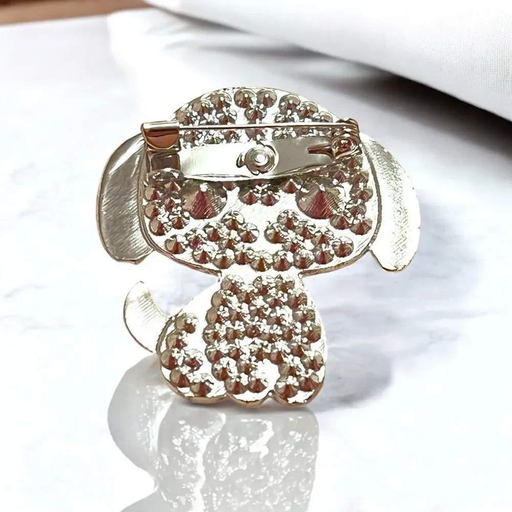 🤯5/$25🤯 Silver Tone Rhinestone Dog Brooch